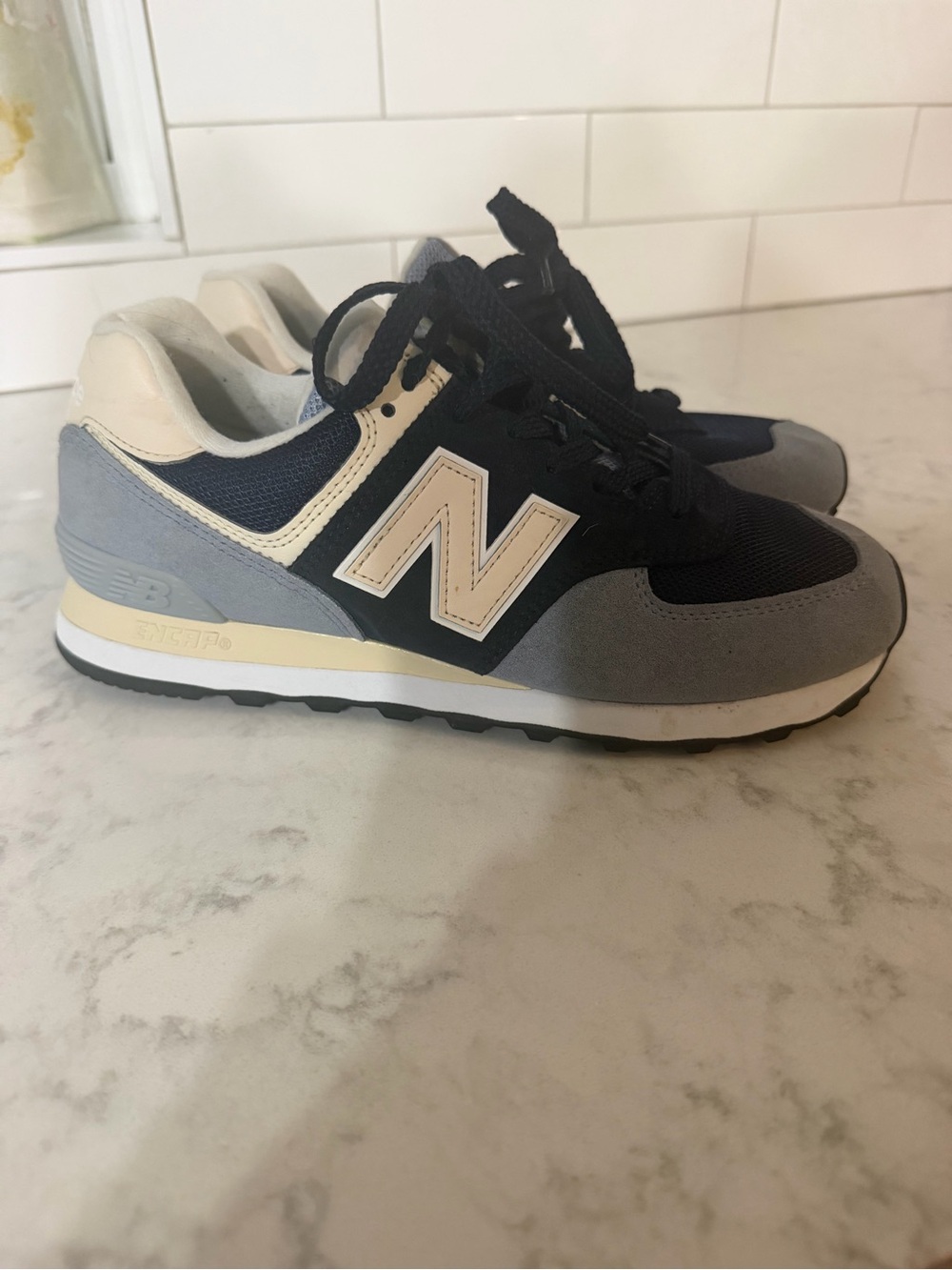 New Balance Navy, Gray & Cream Retro Sneaker